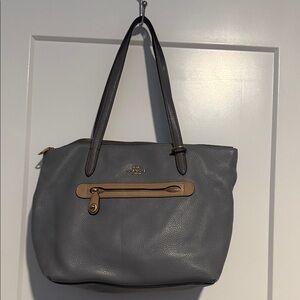 Coach Gray and Tan Leather Tote